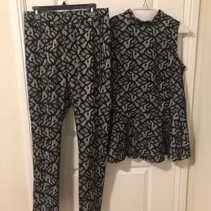 Black and white lace pantsuit.